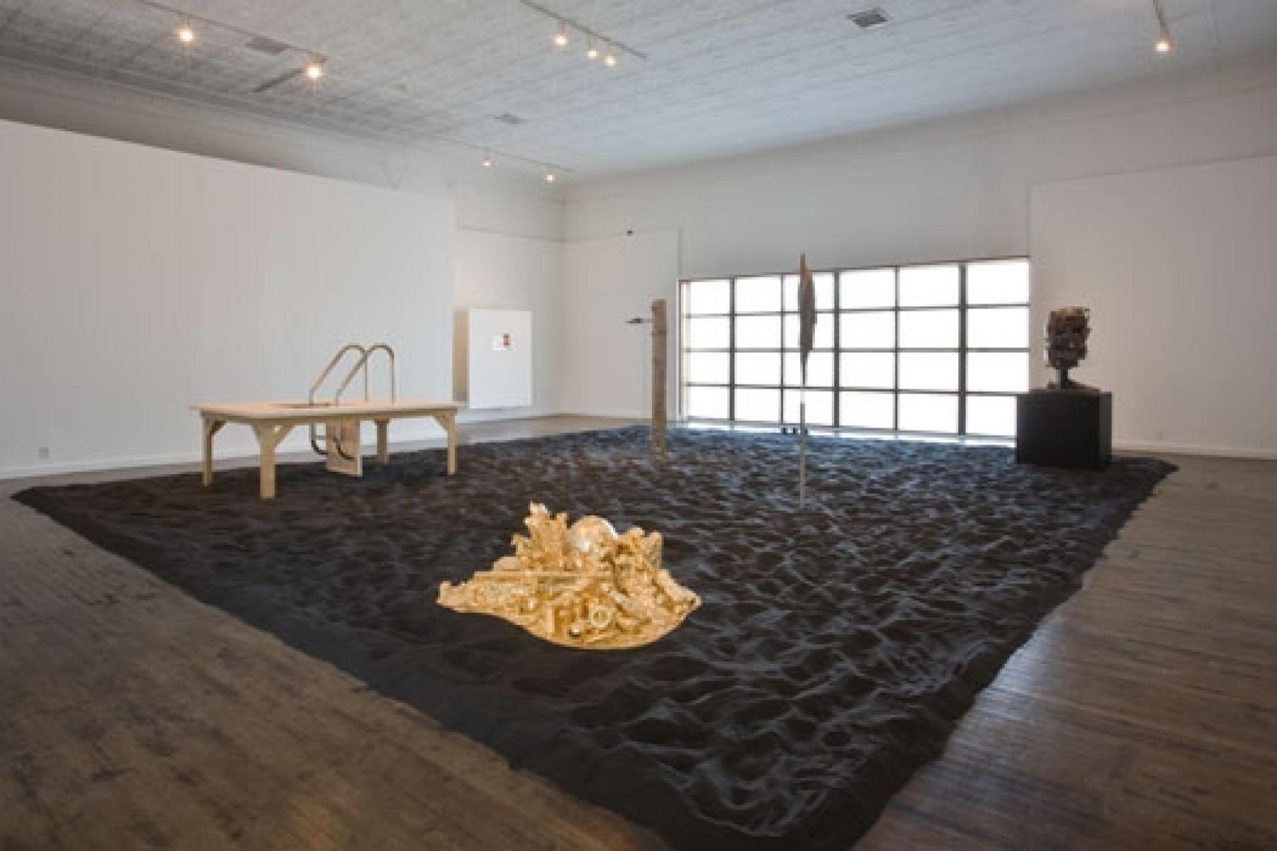 Installation view, North Gallery with works by (from left to right) Joan Wallace, John Miller, Carol Bove, Haim Steinbach, Barry X Vall, and Huma Bhabha.