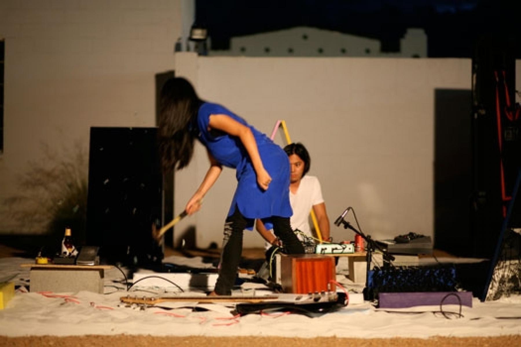 Mika Tajima/New Humans performing at the opening reception of Every Revolution is a Roll of the Dice