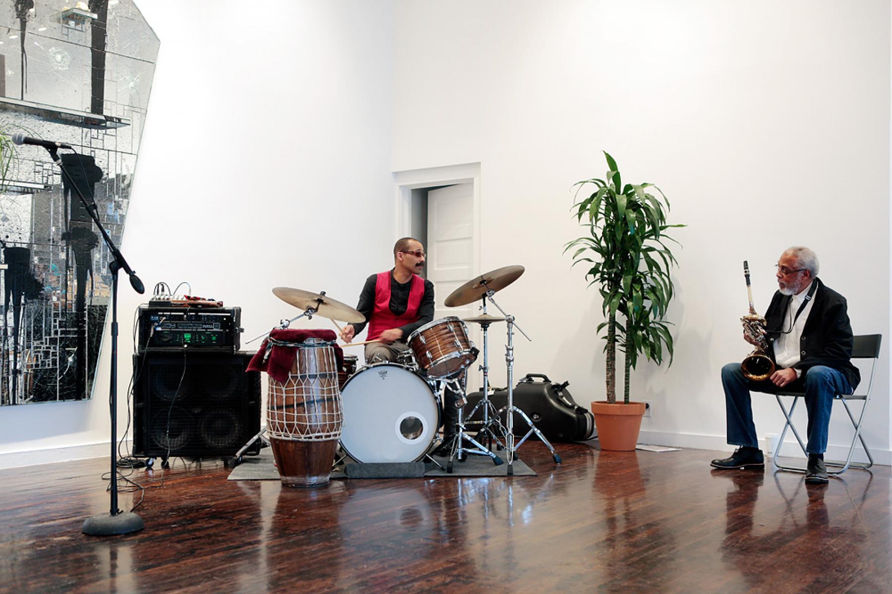 Kahil El'Zabar and Hamiet Bluiett, 8 March 2013. Photo by Lesley Brown.