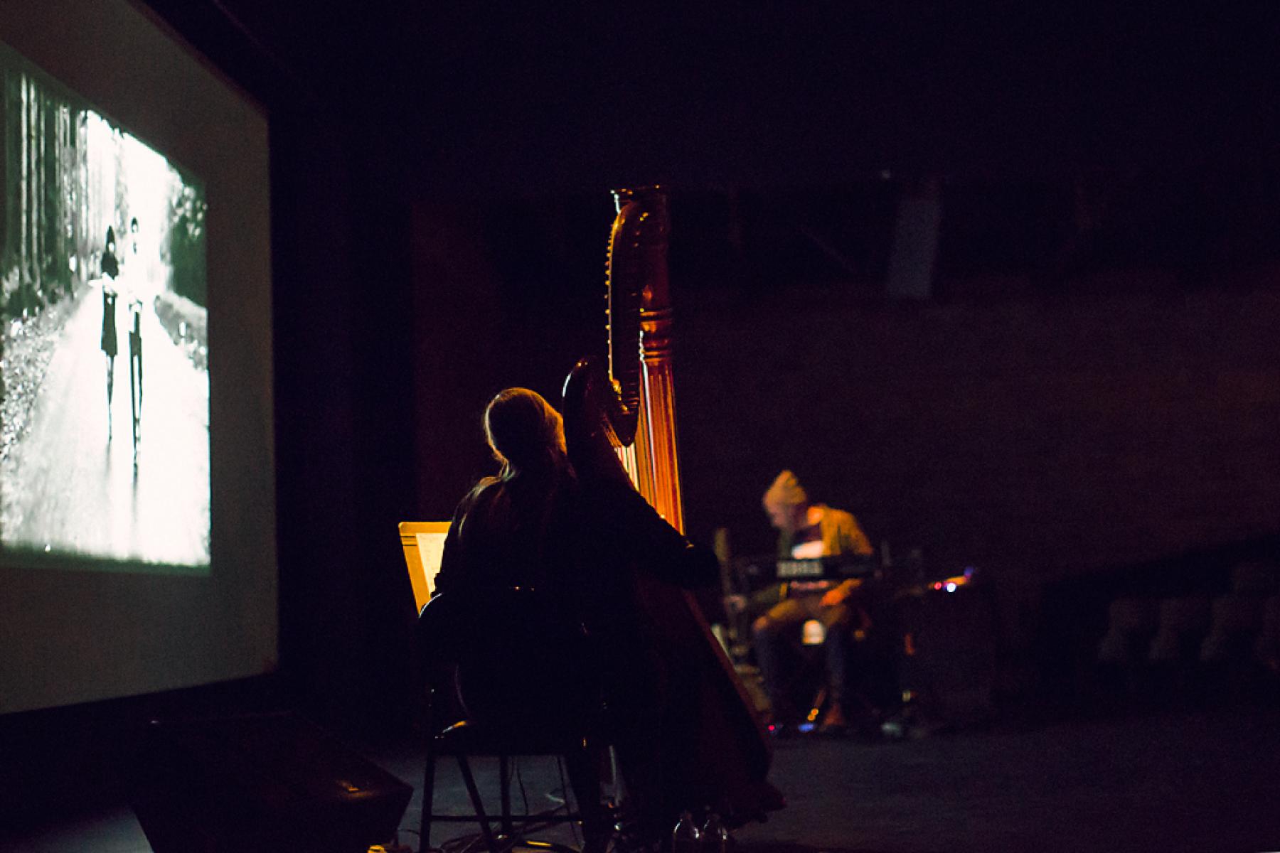 Mary Lattimore & Jeff Zeigler, December 30, 2013. Photo by Lesley Brown.