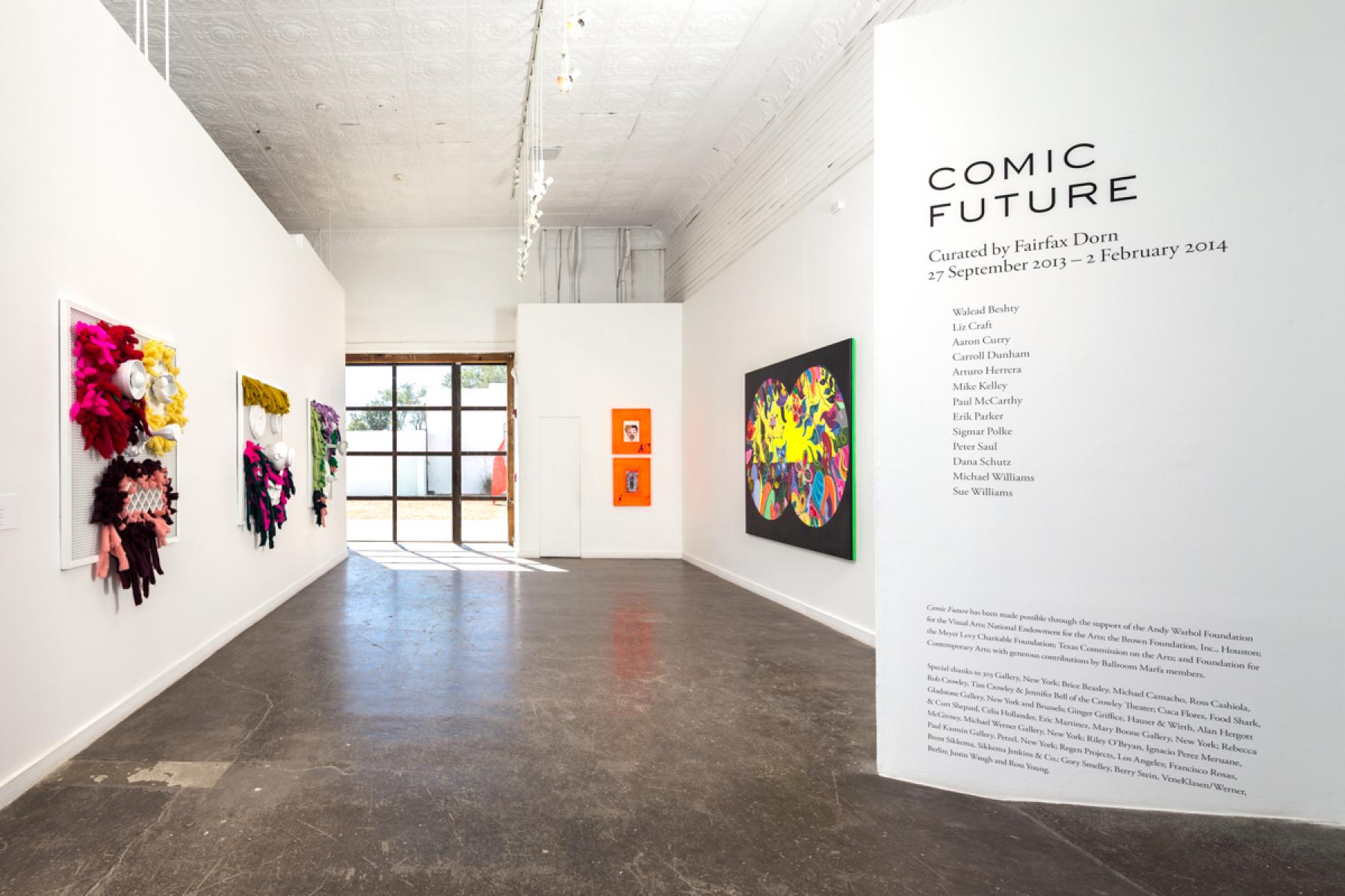 Installation view, entryway, Comic Future, Curated by Fairfax Dorn, Photography © Fredrik Nilsen