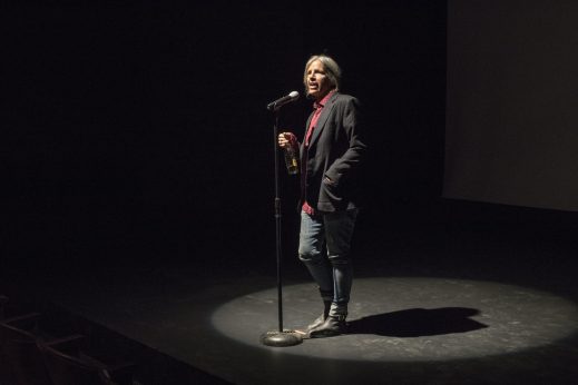 Eileen Myles at Dirty Gay Movie Night, March 9, 2017. Photo by Alex Marks.