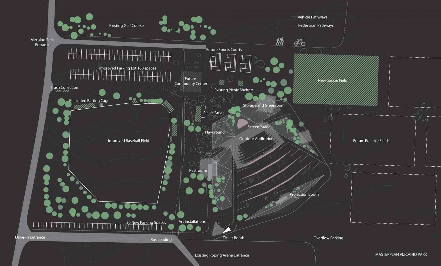 Ballroom Marfa Drive-In and Vizcaino Park Master Plan.