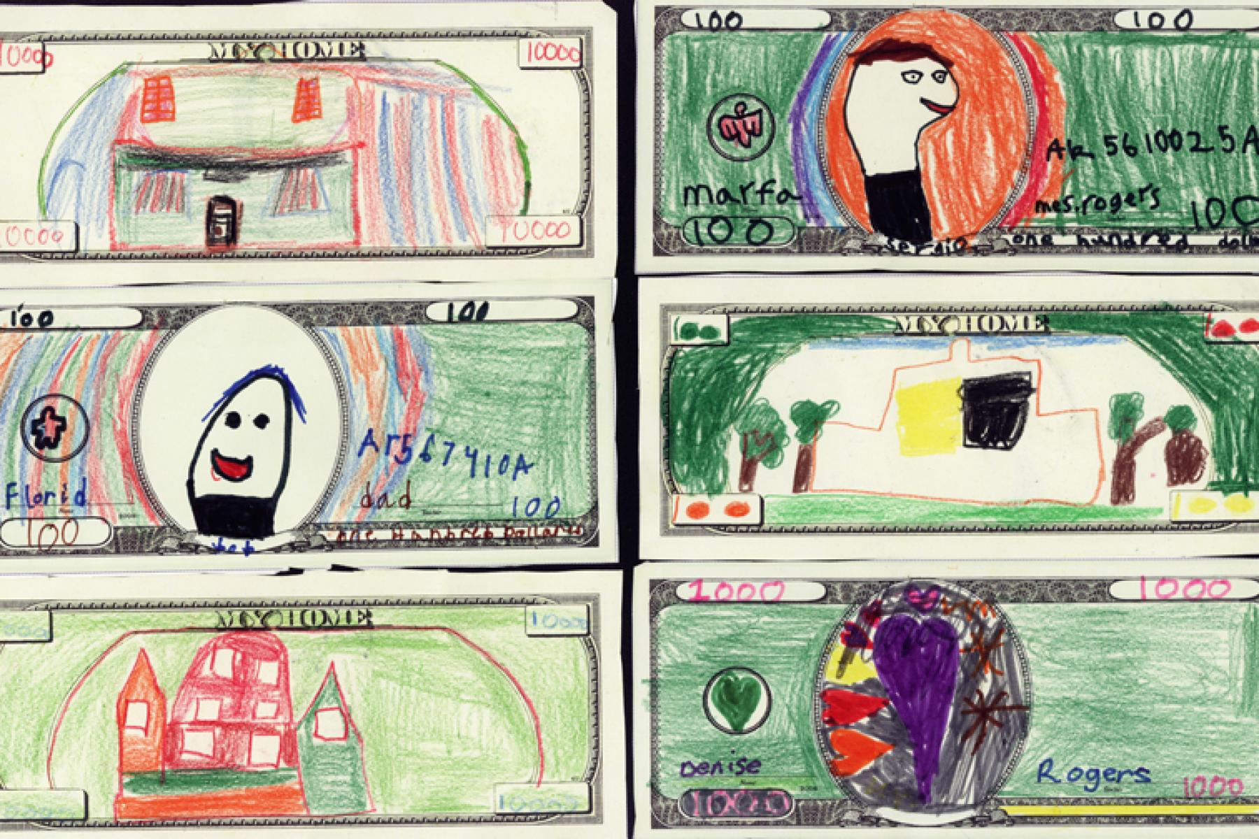 Fundred Dollar bills designed by Marfa students