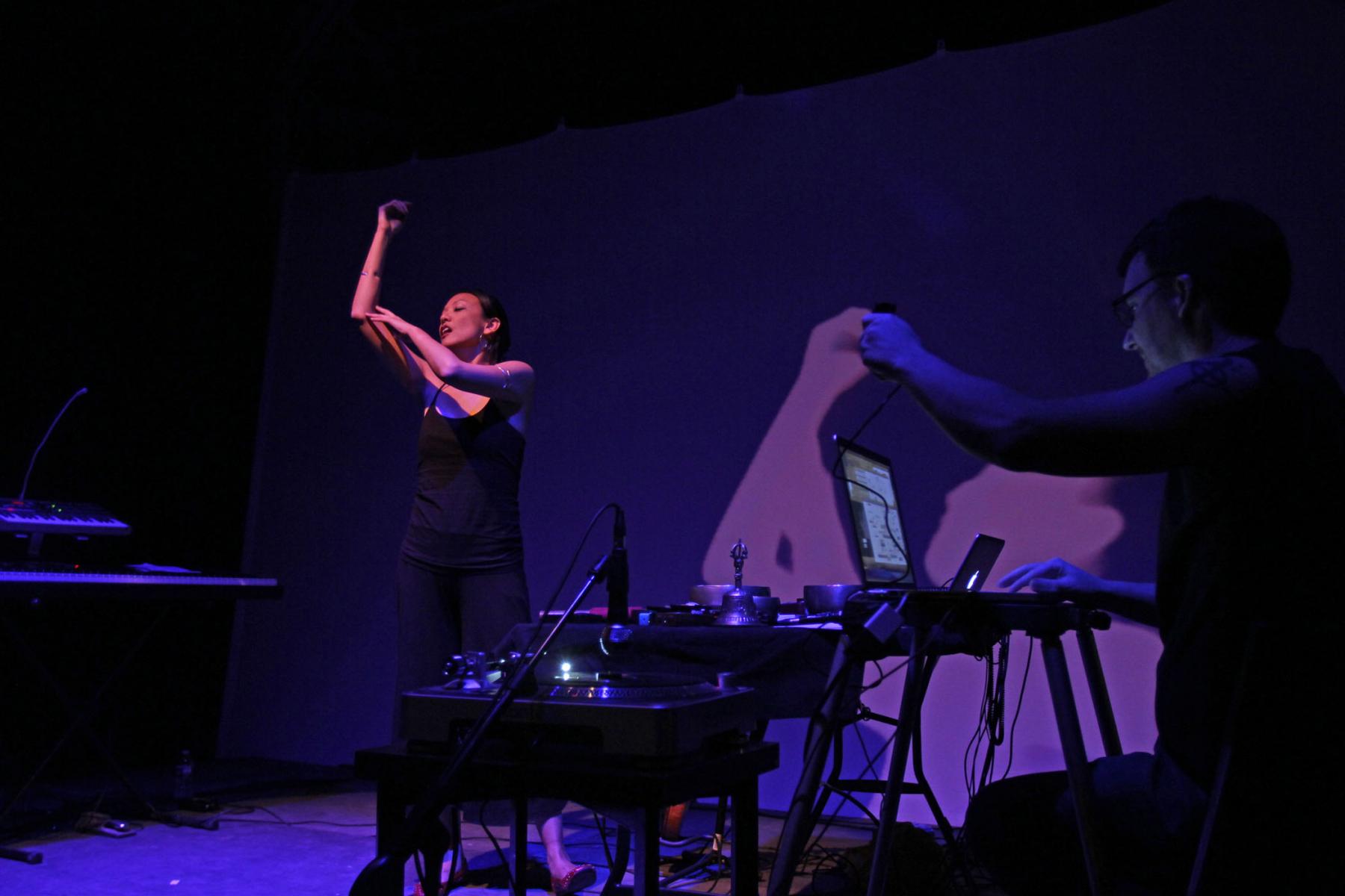 Bora Yoon and Luke DuBois performing at the Capri, 2 March 2012. Photo by Alberto Tomas Halpern.