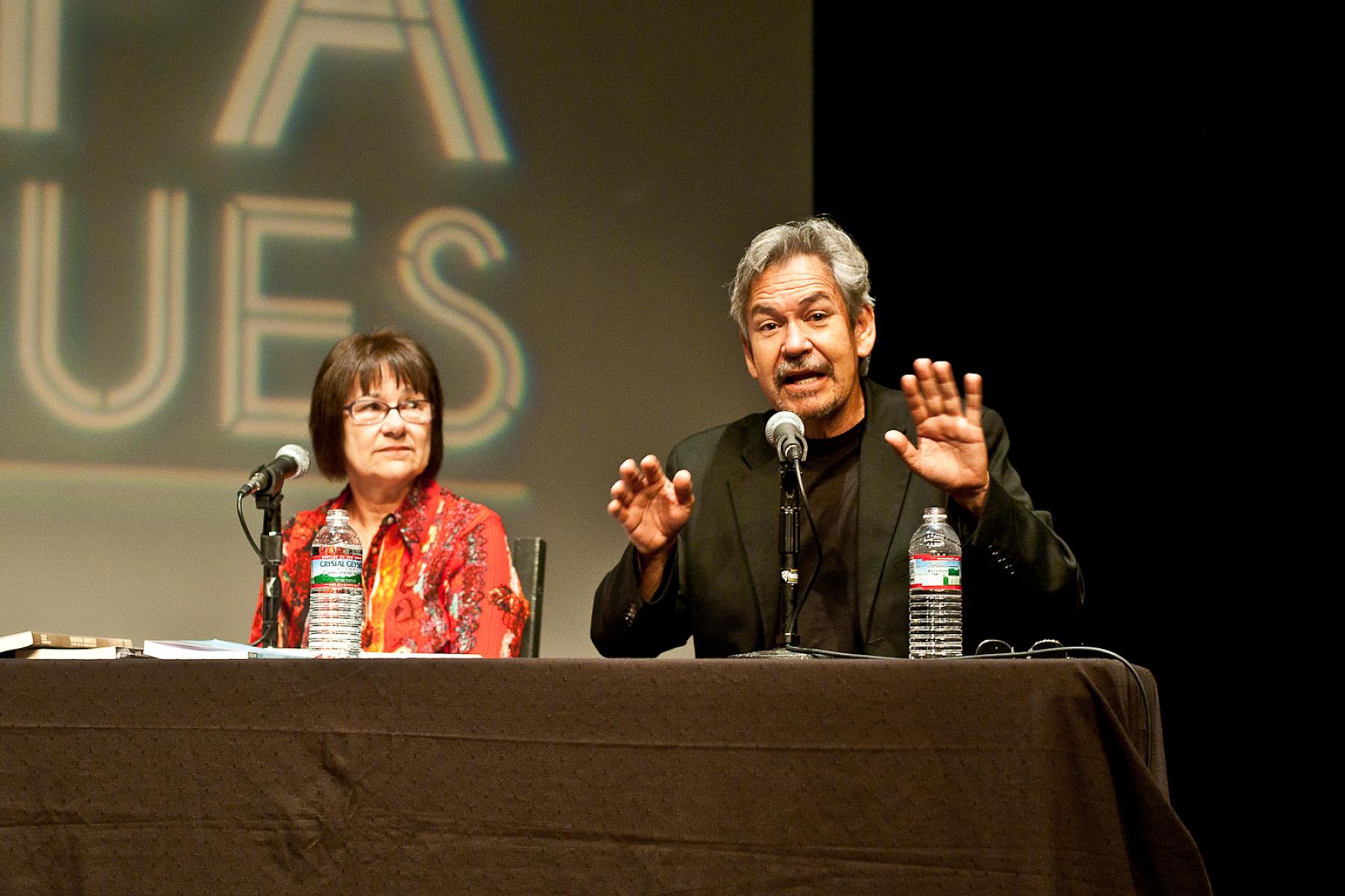 Dr. Kathy Staudt and Benjamin Alire Sáenz at the Marfa Dialogues